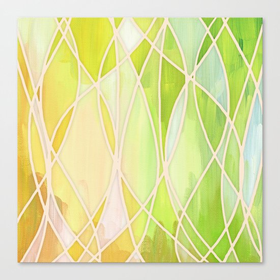 Lemon & Lime Love - abstract painting in yellow & green Canvas Print