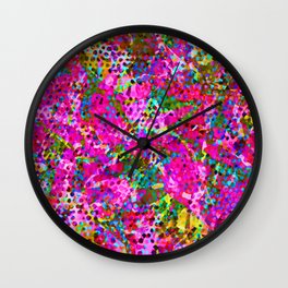 Floral Abstract Stained Glass G548 Wall Clock | Digital, Floral, Colorful, Deco, Stainedglass, Painting, Colorstains, Green, Dots, Background 