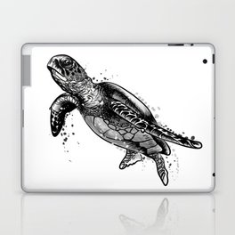 Sea turtle black and white drawing Laptop & iPad Skin