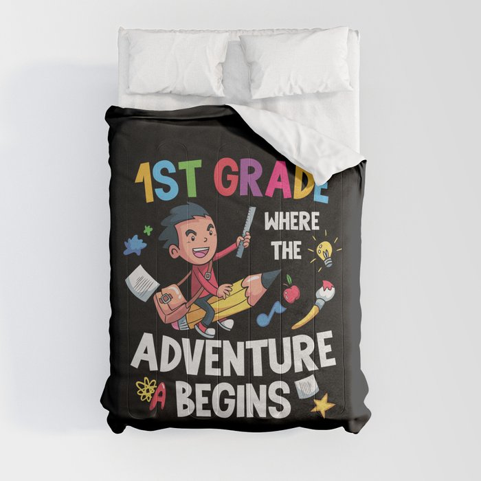 1st Grade Where The Adventure Begins Comforter