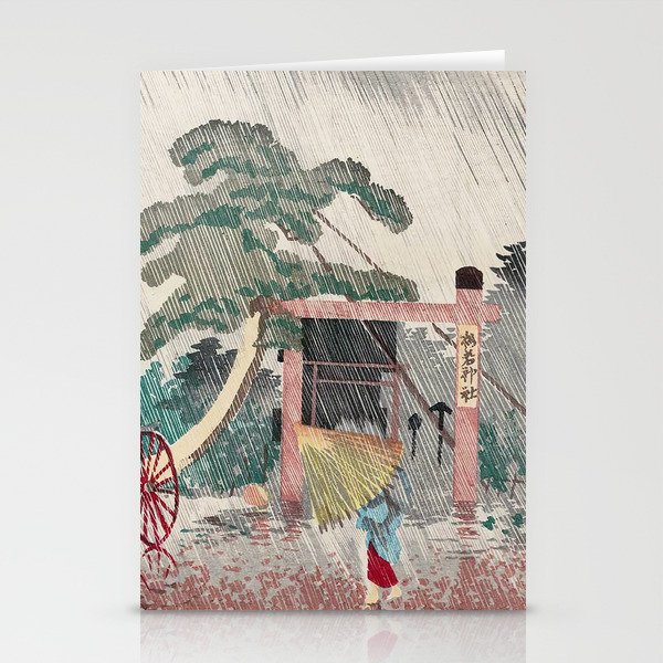 Kobayashi Kiyochika - Umewaka Shrine Stationery Cards