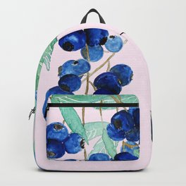 blueberry and humming bird Backpack | Watercolor, Green, Birdsarts, Kitchenarts, Watercolorbirds, Naturearts, Painting, Bluehummingbird, Pink, Vintagearts 