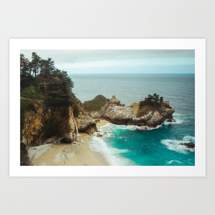Mcway Falls Big Sur California Waterfall Ocean Coastal Travel Photography Art Print By Ohemenwayprints Society6
