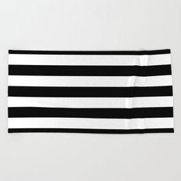 Large Black and White Horizontal Cabana Stripe Beach Towel