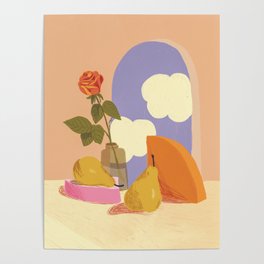 Rose and pears Poster