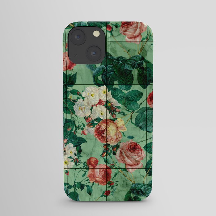 Floral and Marble Texture iPhone Case