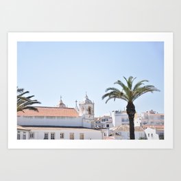 Travel photography print “Ancient Rooftops” photo art made in Portugal. Bright pastel colors. Framed Art Print Art Print | Blue Sky, Travel Photography, Photo, Pastel Colors, Digital, Modern Wall Art, Art Print 