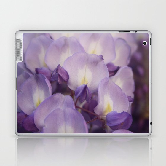 Pale Mauve And Purple Wisteria Flowers In Close Up Laptop & iPad Skin
