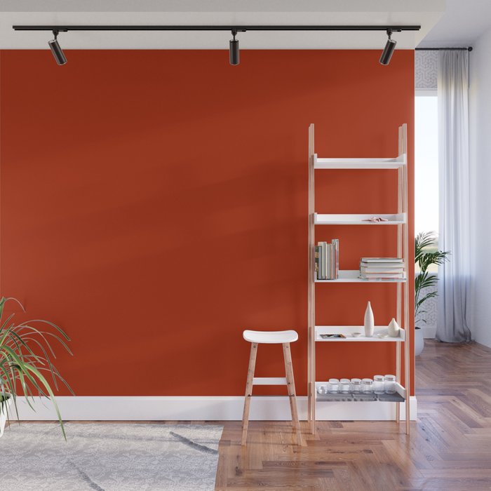Colors of Autumn Copper Orange Solid Color - Dark Orange Red Accent Shade / Hue / All One Colour Wall Mural