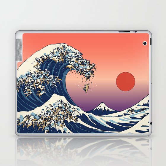 The Great Wave of Pug Laptop & iPad Skin