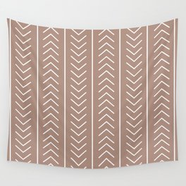 Mid-tone Brown White Modern Stripe Chevron Pattern Pairs 2023 COTY Redend Point SW 9081 Wall Tapestry