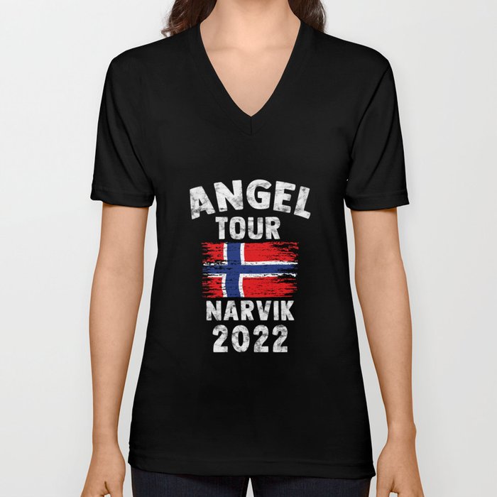 Narvik 2022 - Angel Tour nach Norwegen mit Flagge V Neck T Shirt