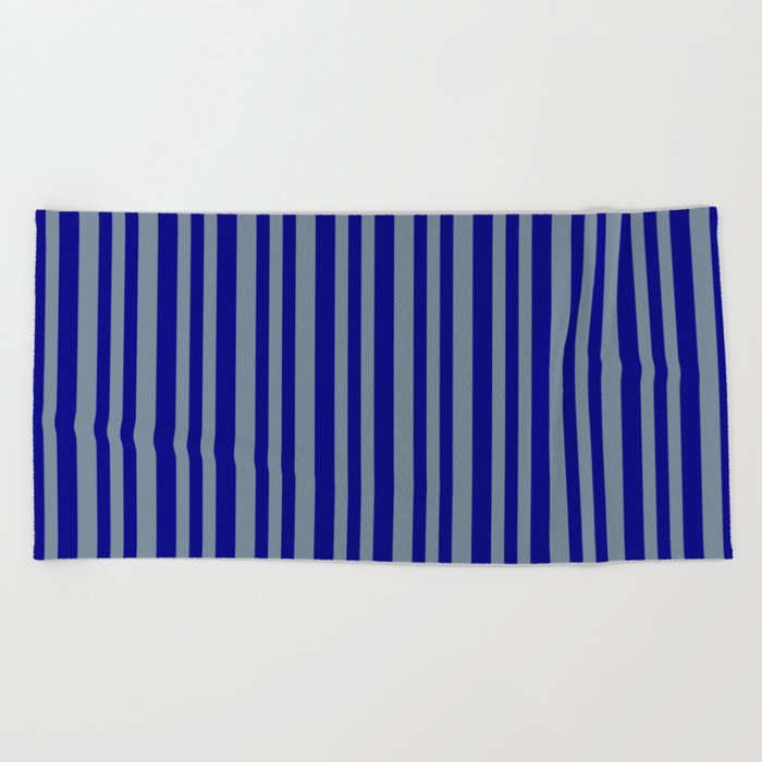 Light Slate Gray and Blue Colored Lines/Stripes Pattern Beach Towel