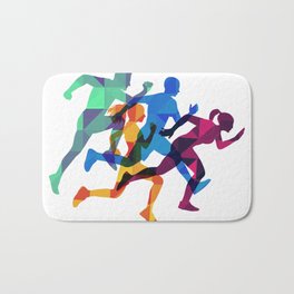 Colored silhouettes runners Bath Mat | Run, Gym, Homedecor, Runner, Silhouette, Health, Body, Training, Workout, Graphicdesign 