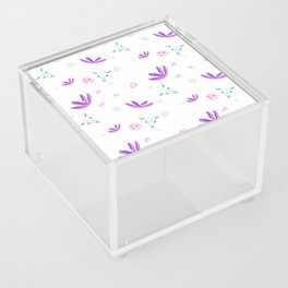 Abstract Bohemian Pink Purple Mint Green Country Floral Skulls Acrylic Box