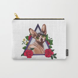 Sphynx Cat With Red Roses Carry-All Pouch