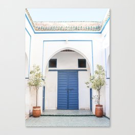 The Blue Door In Marrakech Photo | White Bahia Palace Morocco Art Print | Color Travel Photography Canvas Print