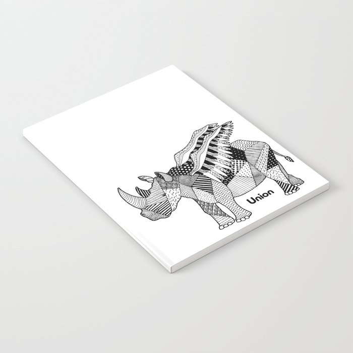 Illustrated Rhino – Union – Black Notebook