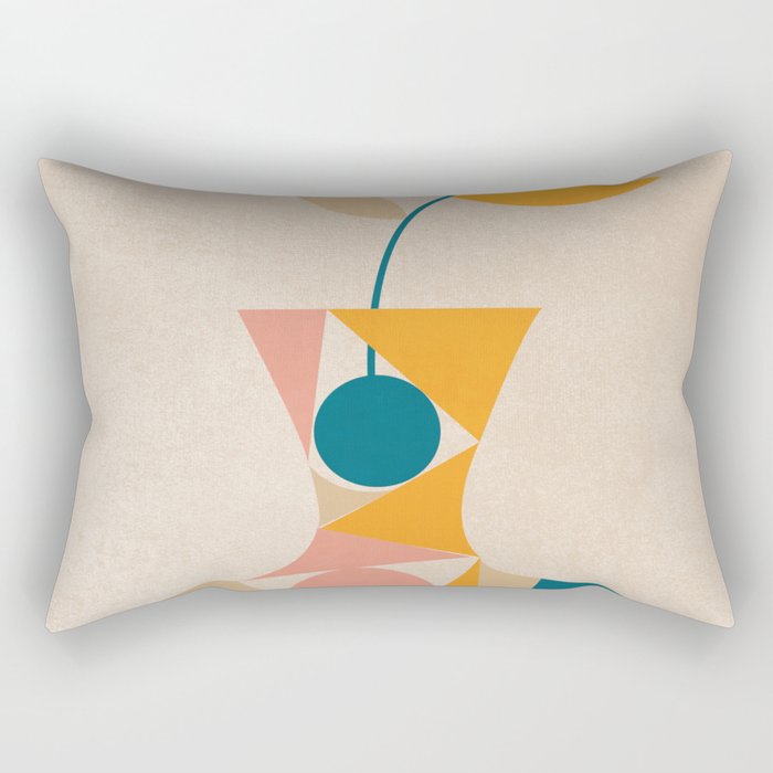 Colorful Geometric Potted Plant Rectangular Pillow