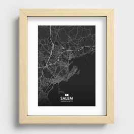 Salem, Massachusetts, United States - Dark City Map Recessed Framed Print