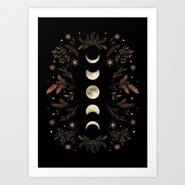 Moonlight Garden - Winter Brown Art Print