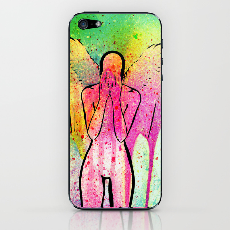 Crying Angel On Spray Paint,3D Illustration iPhone & iPod Skin by joetherasakdhi