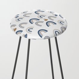 Blue Rainbows with Bees Counter Stool