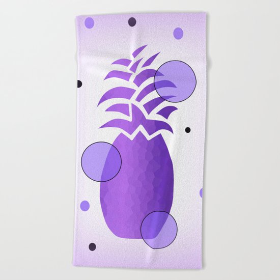 Purple Whimsical Pineapple Beach Towel
