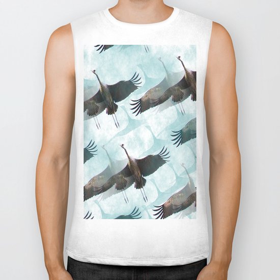 Abstract Whooping Cranes Biker Tank
