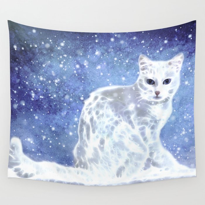 Abstract white cat Wall Tapestry