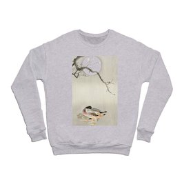 Ducks and full Moon - Japanese vintage woodblock print Crewneck Sweatshirt