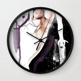 The beauty of tight binding, Naked body tied up with rope, Nude art, Fine-art shibari rope bondage Wall Clock