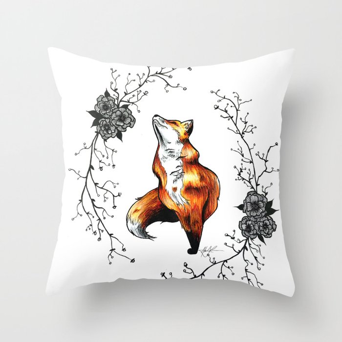 Dainty Fox Throw Pillow