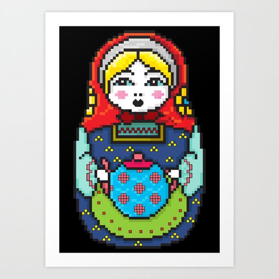 16bit Matrioska Black Background Art Print
