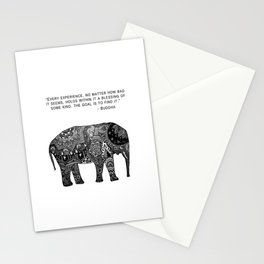 Buddha Quote with Henna Elephant Stationery Cards