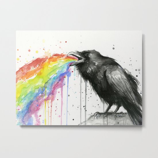 Raven Tastes the Rainbow Metal Print