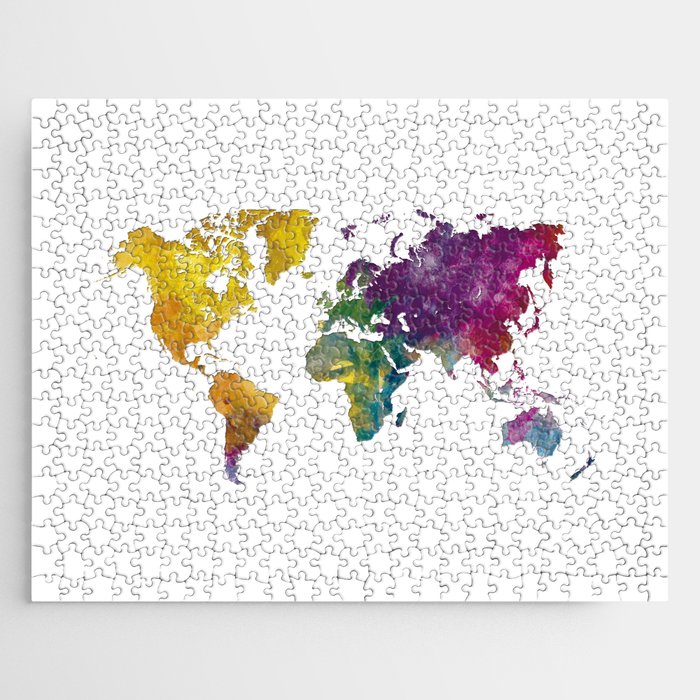 Watercolor world map Jigsaw Puzzle