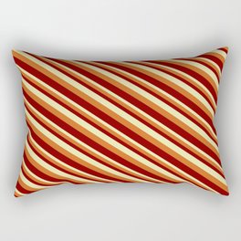 [ Thumbnail: Pale Goldenrod, Chocolate & Maroon Colored Lined/Striped Pattern Rectangular Pillow ]
