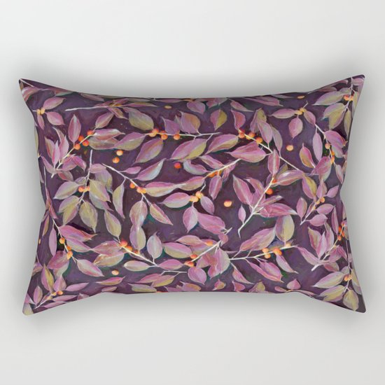 Leaves + Berries in Olive, Plum & Burnt Orange Rectangular Pillow