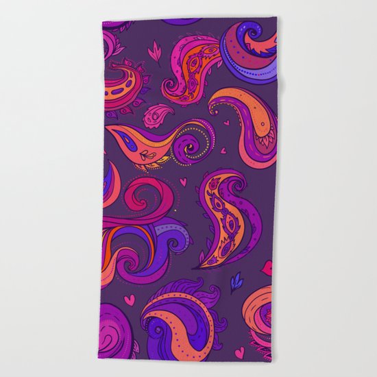 Indian Paisley Pattern 02 Beach Towel