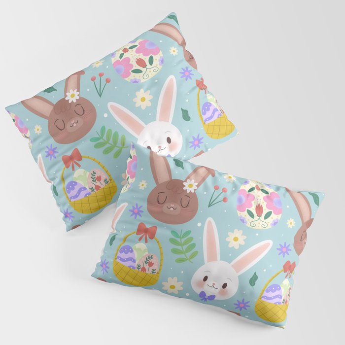 Happy Easter Cute Rabbits Collection Pillow Sham