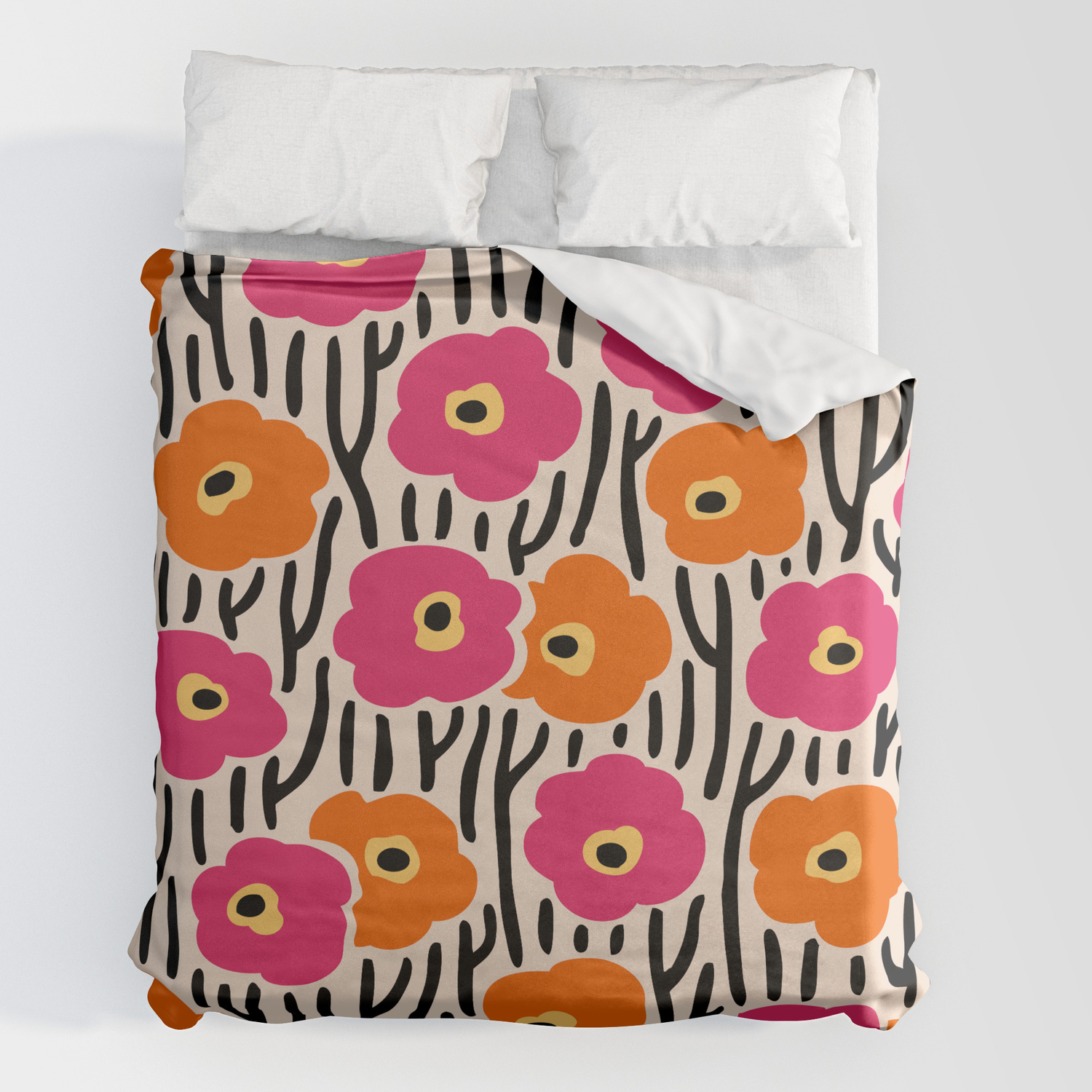 pink and orange duvet cover
