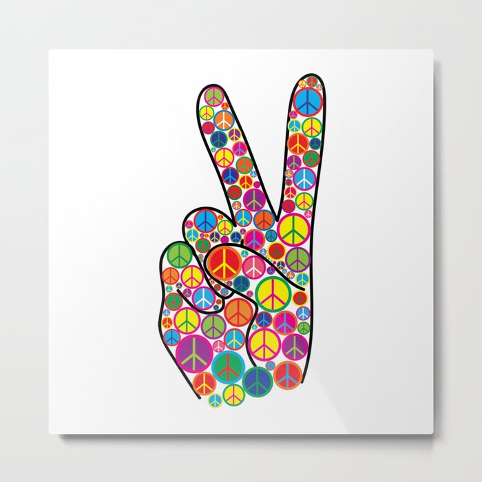 Cool Colorful Groovy Peace Sign and Symbols Metal Print