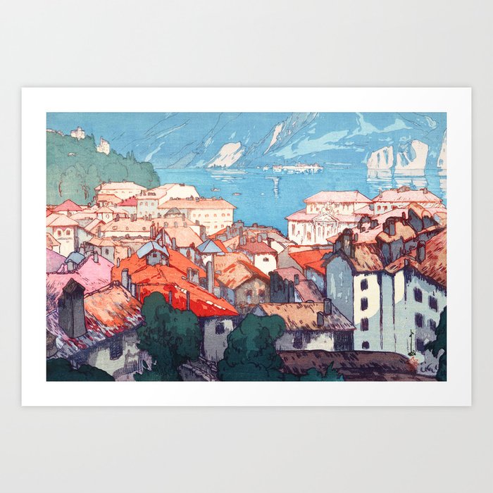 Lugano by Hiroshi Yoshida - Japanese Vintage Ukiyo-e Woodblock Painting - Europe Series Art Print