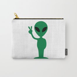 Green Alien Peace Carry-All Pouch