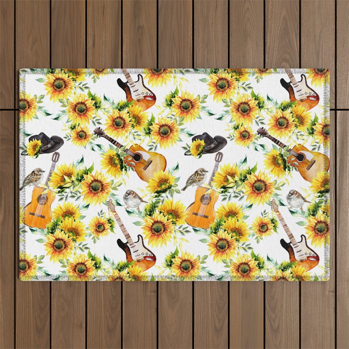 Sunflowers & Country Music  Outdoor Rug