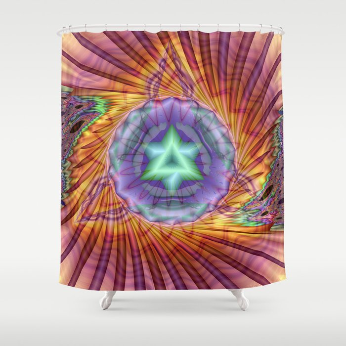 Alteuisha- Abstract Spiritual Fractal Art- Healing Art- Jewish Art- Merrkabbah Art Shower Curtain