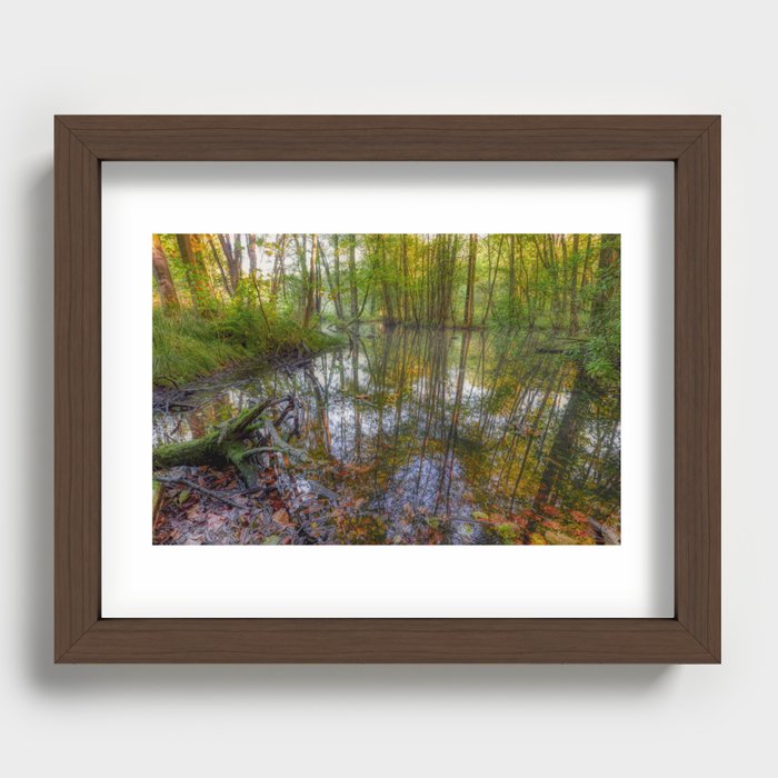 Autumn Pond Reflection (Feniscowles, Blackburn) Recessed Framed Print