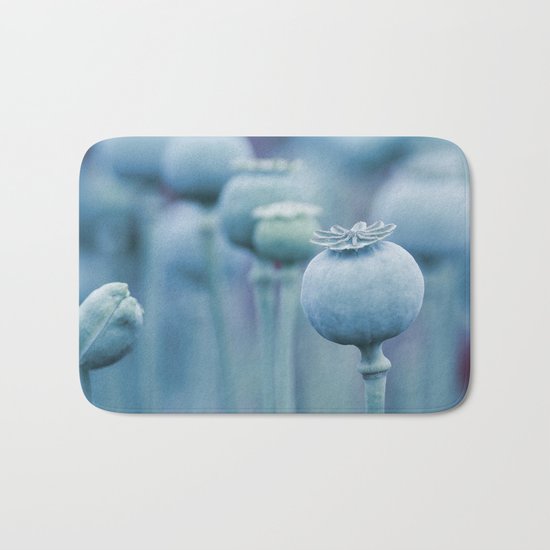 Poppy capsules blue style Bath Mat