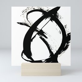 Brushstroke 7: a minimal, abstract, black and white piece Mini Art Print